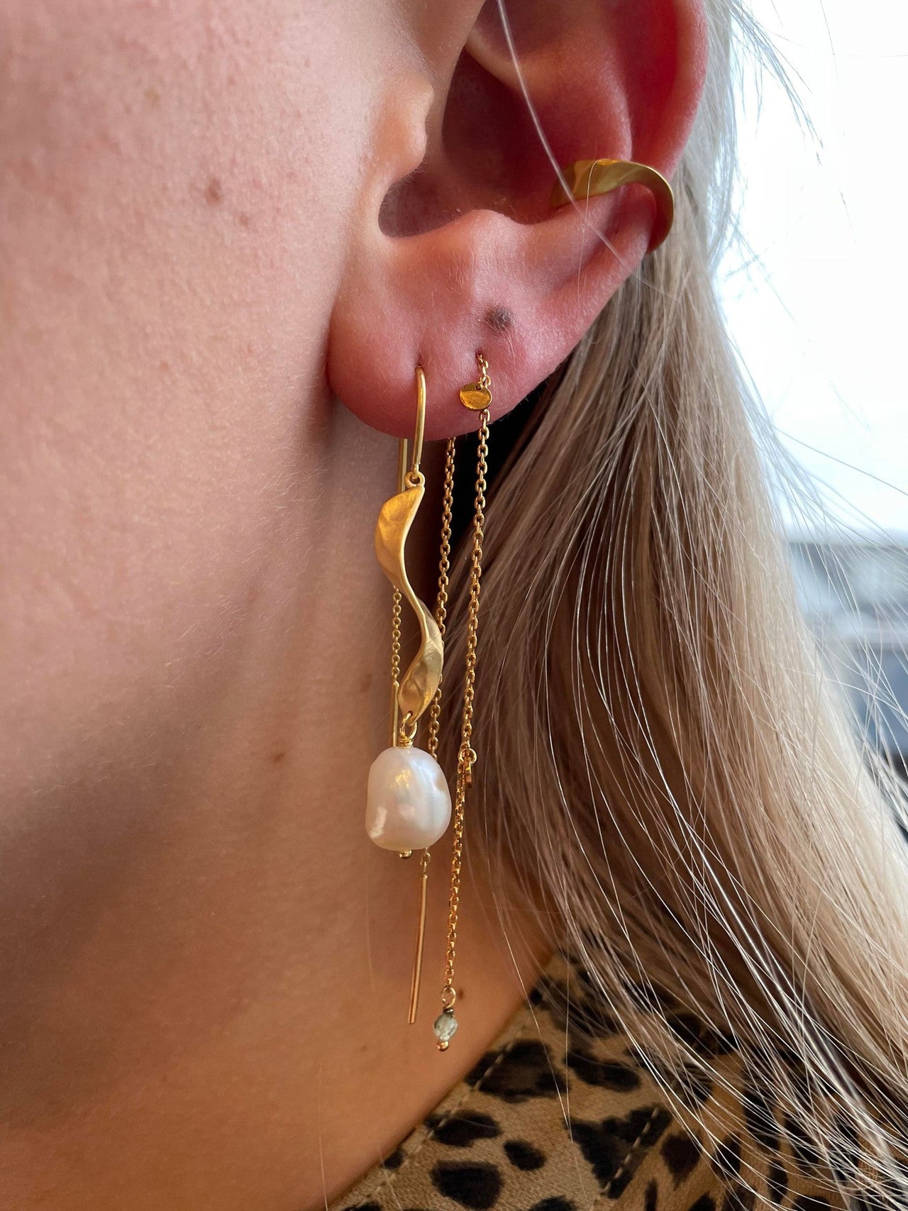 STINE A Jewelry Long Twisted with Pearl ørering 1271-02