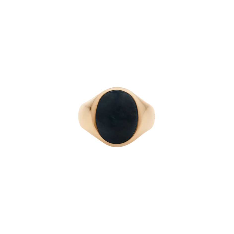 IX Studios Oval Signet ring Hawks Eye DMN0337GDHE