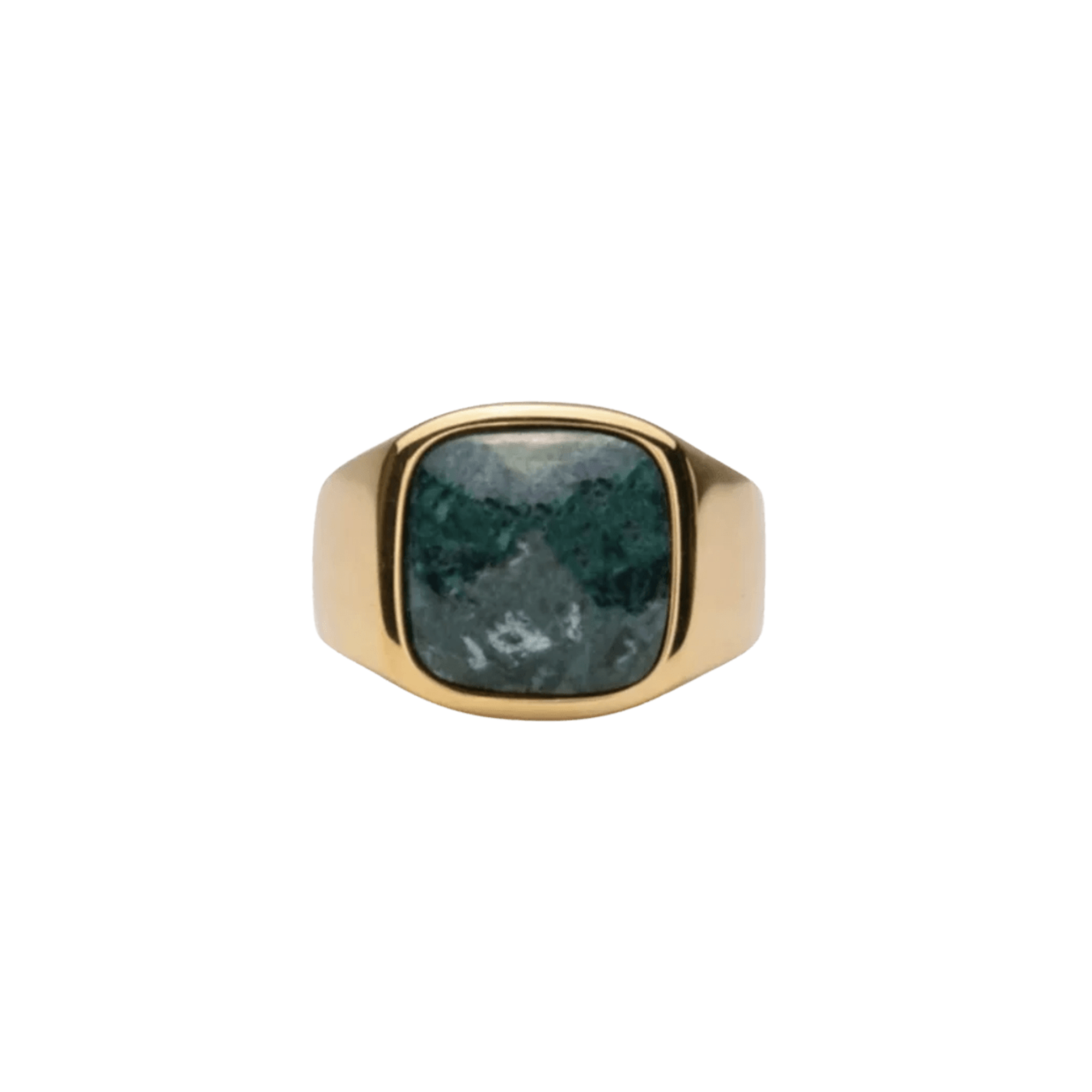 IX Studios Cushion Signet ring Green Marble DMN0282GDGRMA