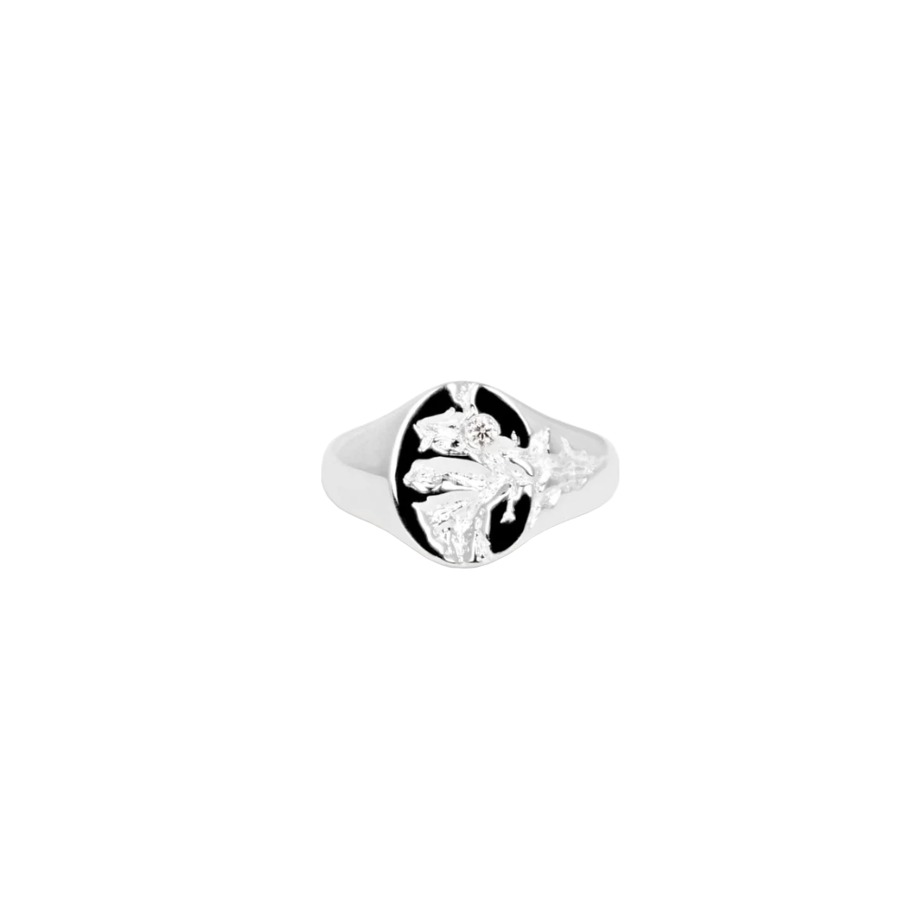 IX Studios Mini Oval Nature Signet ring DMN0299SLWH