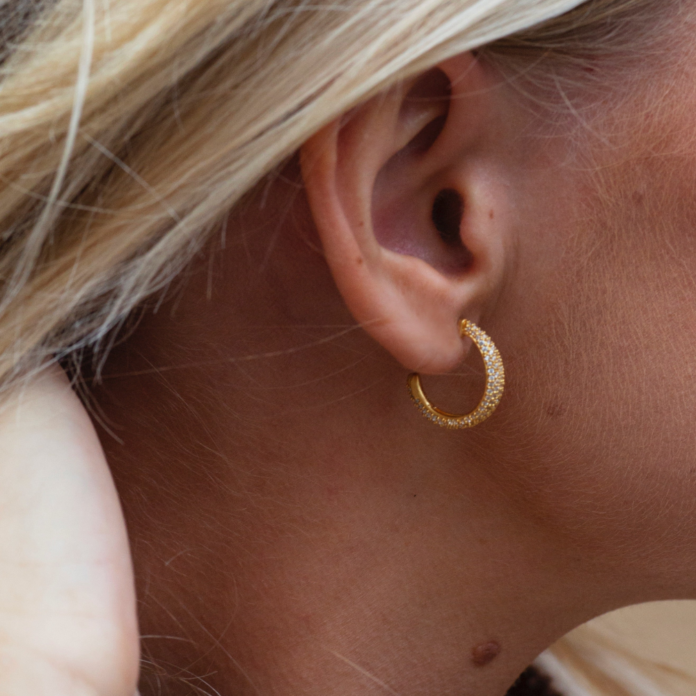 ByBiehl Ocean Flow Sparkle Hoops Medium øreringe 4-4206A-GP