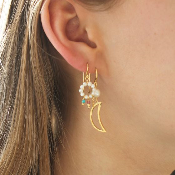 STINE A Jewelry Big Bella Moon with Pearl ørering 1282-02