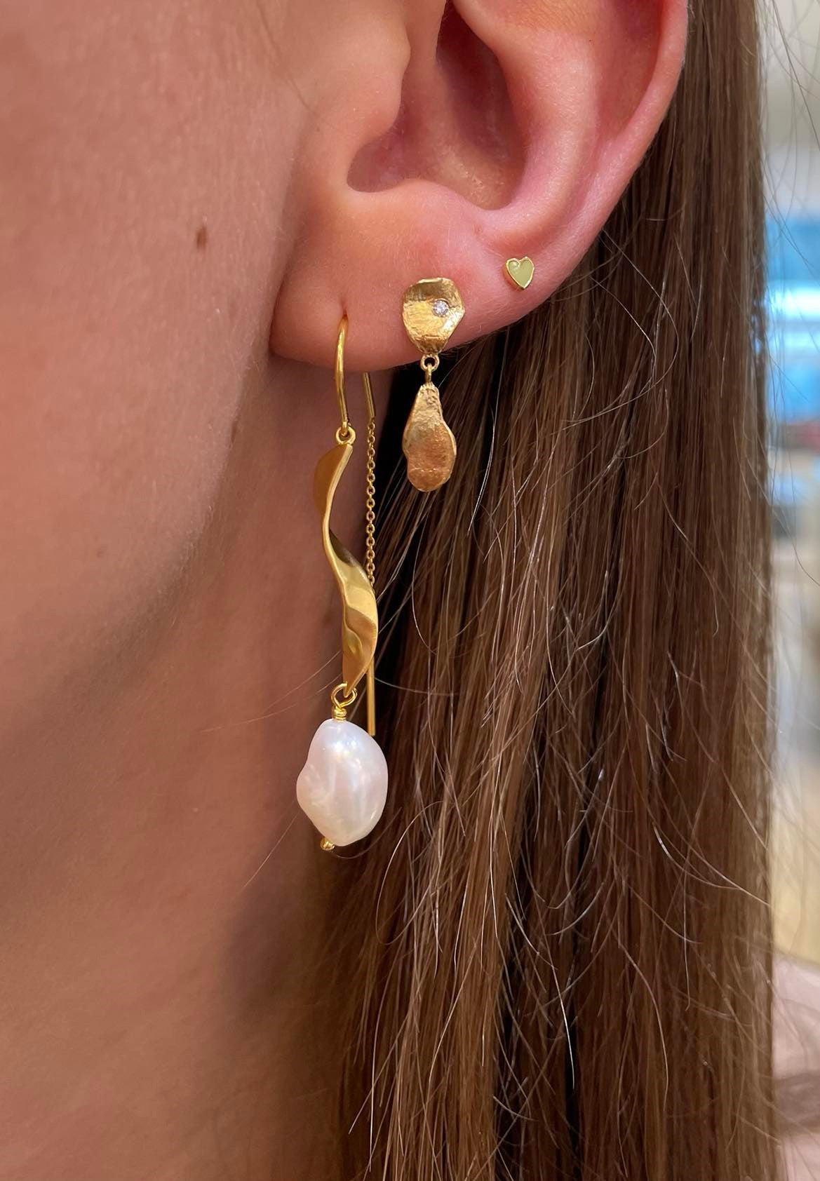 STINE A Jewelry Long Twisted with Pearl ørering 1271-02