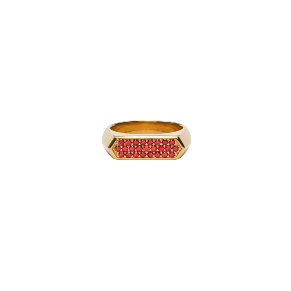 IX Studios Mini Hexagon ring Red DMN0308GDRP