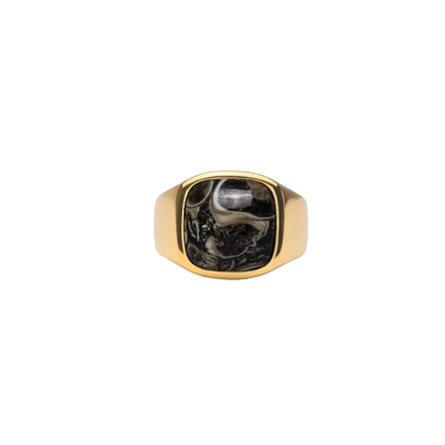 IX Studios Cushion Signet ring Turtle Agate DMN0282GDTA