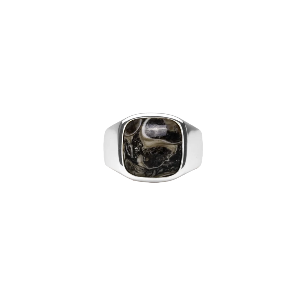 IX Studios Cushion Signet ring Turtle Agate DMN0282SLTA