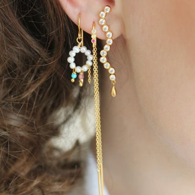 STINE A Jewelry Three Dots Double Chain ørering 1290-02